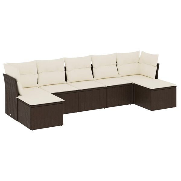 vidaXL Garden Sofa Set Brown, Cream White