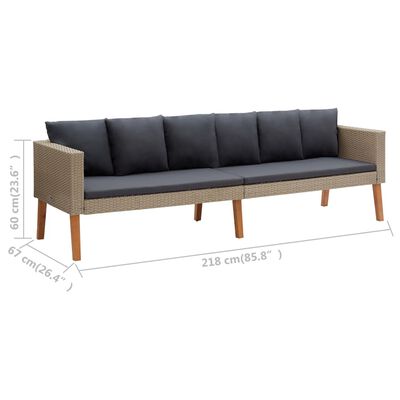 Dimensions: sofa 218 cm length, 60 cm depth, 60 cm seat height shown