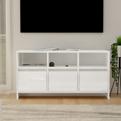 vidaXL TV Stand High Gloss White 40.2"x14.8"x20.7" Engineered Wood