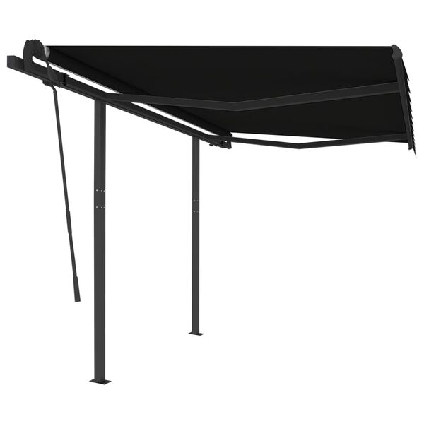 vidaXL Manual Retractable Awning with Posts 9.8'x8.2' Anthracite