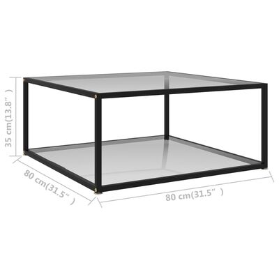 vidaXL TeaCoffee Table Transparent 31.5"x31.5"x13.8" Tempered Glass