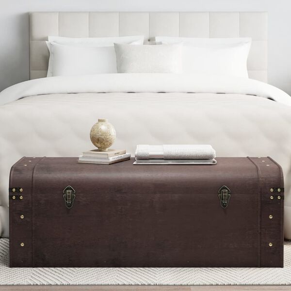 vidaXL Treasure Chest Dark brown Plywood, fir veneered engineered wood