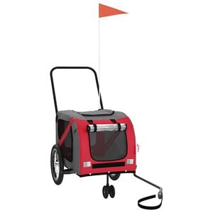 vidaXL Pet Bike Trailer Red and Grey Oxford Fabric and Iron