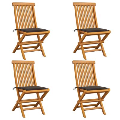 vidaXL Patio Chairs with Taupe Cushions 4 pcs Solid Teak Wood