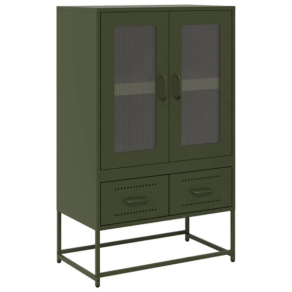 vidaXL Highboard Olive Green Cold-rolled Steel Tall Highboard