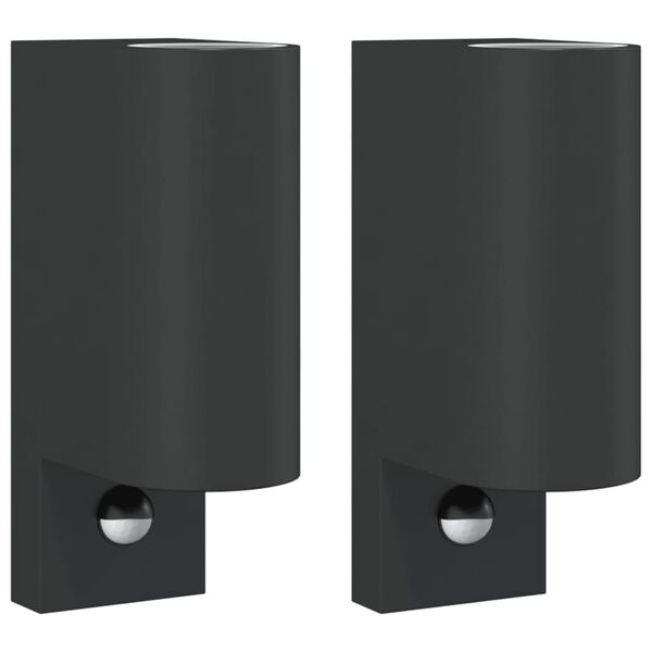 vidaXL Outdoor Wall Light Set of 2 Black Die-cast aluminum, glass Small