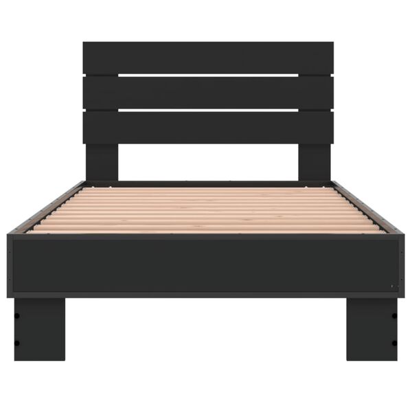 vidaXL Bed Frame Black Engineered wood, metal Small Single Durable