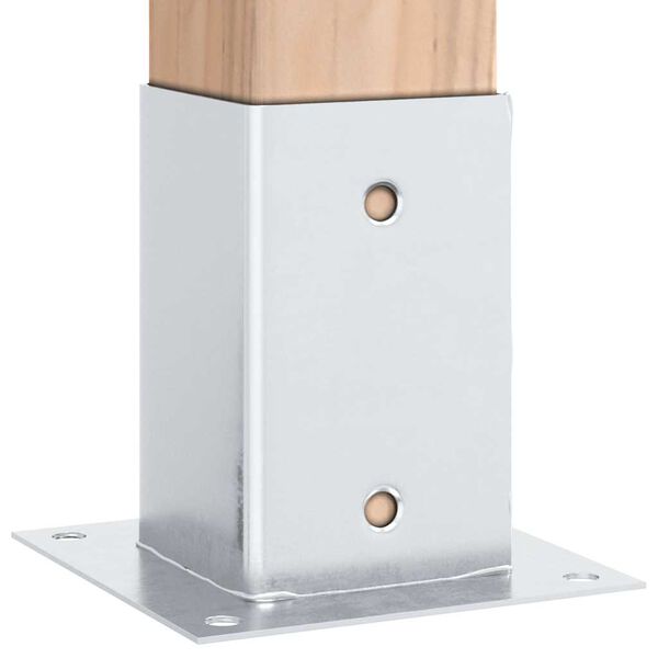 vidaXL Post Bases Square 4 pcs Silver 3.19x3.19" Galvanised Steel