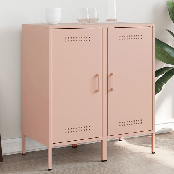 vidaXL Sideboard Set of 2 Pink Cold-rolled steel Medium