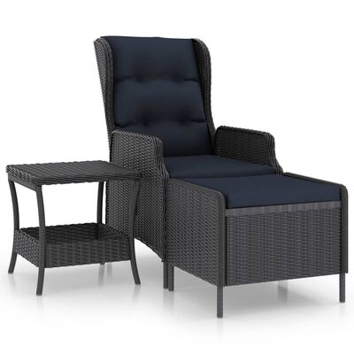 vidaXL 2 Piece Patio Lounge Set with Cushions Poly Rattan Dark Gray
