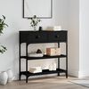 vidaXL Console Table Black Engineered wood and metal 28.5x9.8x29.5 in