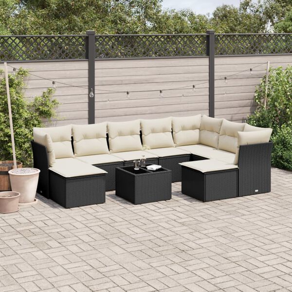 vidaXL Garden Sofa Set Black and Cream White