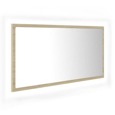 vidaXL LED Bathroom Mirror Sonoma Oak 35.4"x3.3"x14.6" Engineered Wood