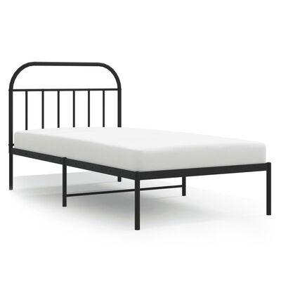 vidaXL Metal Bed Frame with Headboard Black 39.4"x74.8" Twin