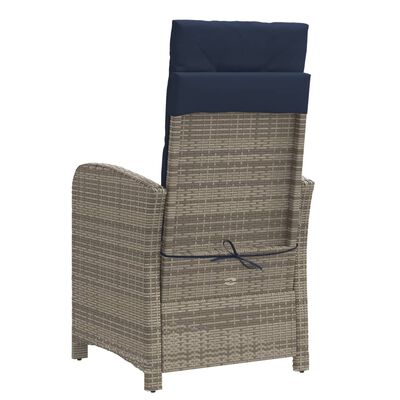 vidaXL Reclining Patio Chairs 2 pcs with Footrest Gray Poly Rattan