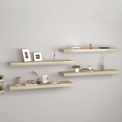 vidaXL Floating Wall Shelves 4 pcs Oak 35.4"x9.3"x1.5" MDF