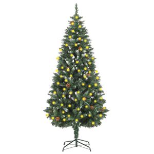 vidaXL Christmas Tree Green and white PVC, iron 70.9 in tall