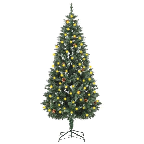 vidaXL Christmas Tree Green and white PVC, iron 70.9 in tall