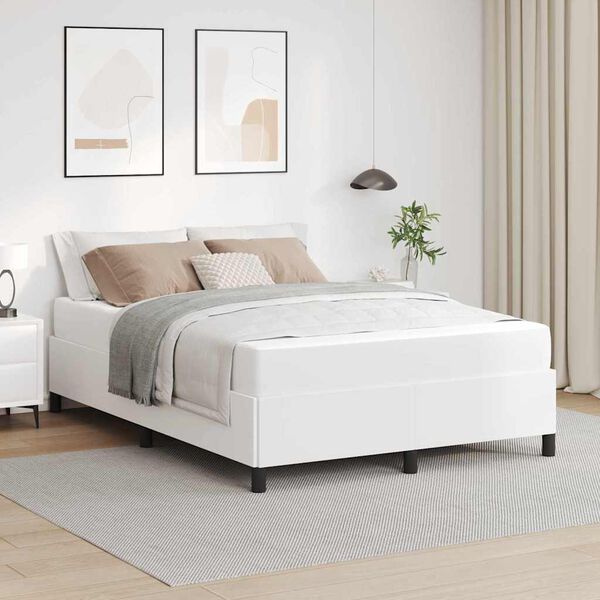 vidaXL Bed Frame with Mattress White 62.99 x 78.74 in Fabric