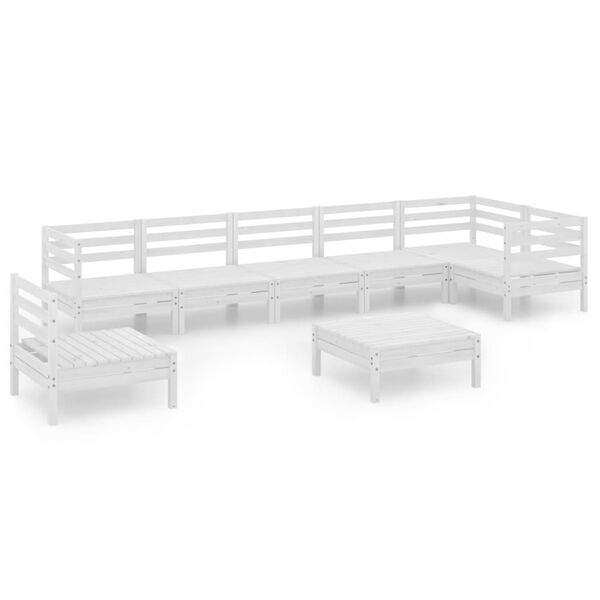 vidaXL Garden Lounge Set White Solid pinewood Medium Modular