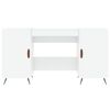 vidaXL Desk Shiny White Engineered Wood, Iron, Faux Leather Medium Desk
