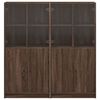 vidaXL Bookcase Brown Oak Engineered Wood Medium Doors Bookcase