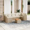 vidaXL Garden Sofa Set Beige PE rattan Large Adjustable Feet