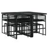 vidaXL Garden Dining Set Black PE rattan, steel, glass 9 Piece Set