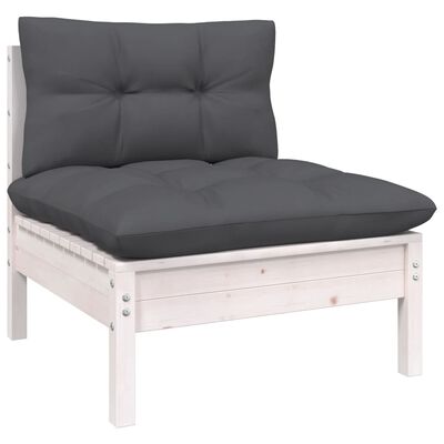 vidaXL 10 Piece Patio Lounge Set with Cushions White Pinewood