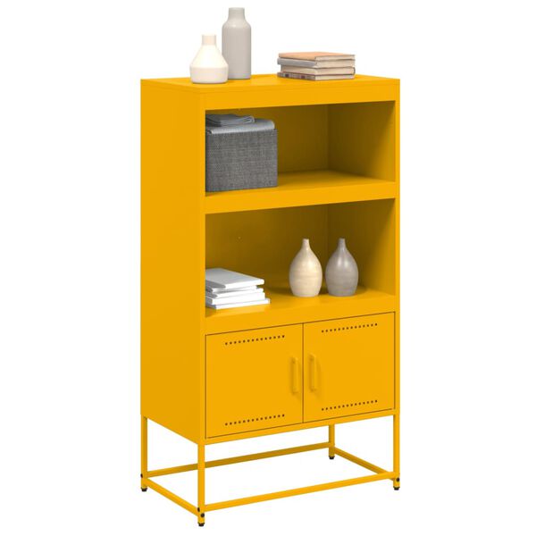 vidaXL Highboard Mustard Yellow Steel Medium Highboard Rectangular