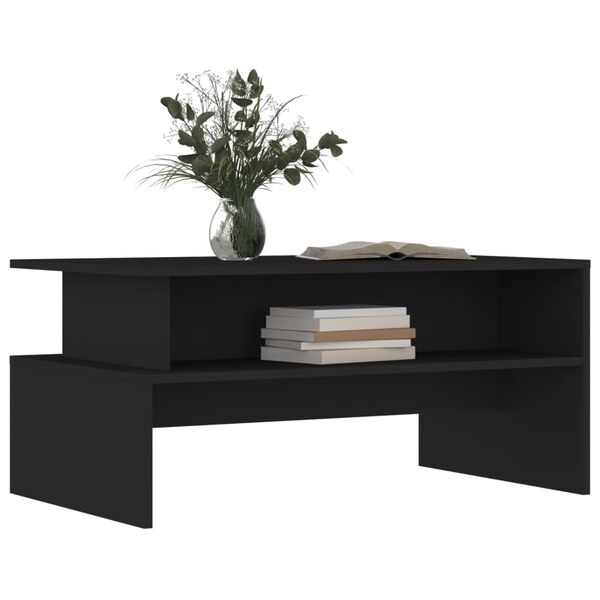 vidaXL Coffee Table Black Engineered wood 35.4 x 21.7 x 16.7 in