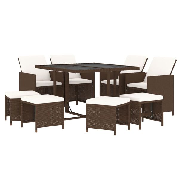 vidaXL Garden Dining Set Brown and Cream White