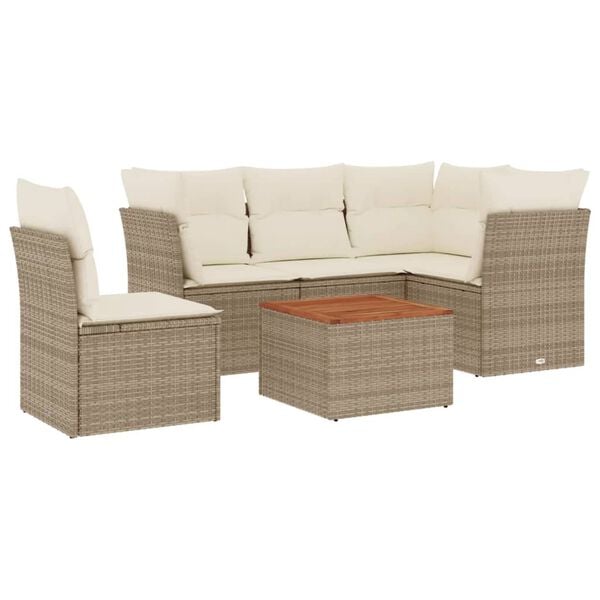 vidaXL Garden Sofa Set Beige and brown