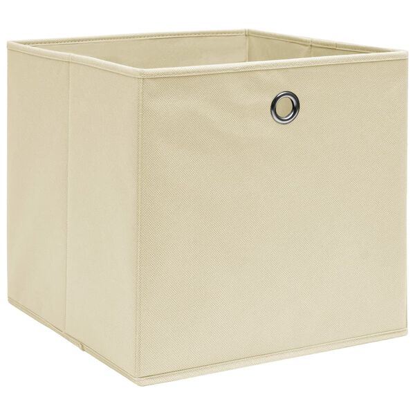 vidaXL Storage Box Set of 10 Cream Non-woven fabric 11 x 11 x 11 in