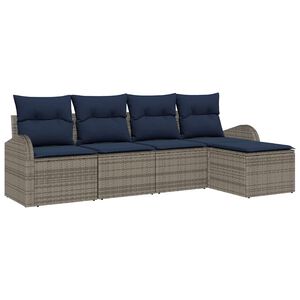 vidaXL Garden Sofa Set Grey Poly Rattan