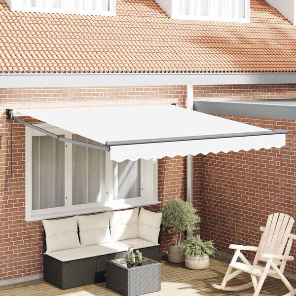 vidaXL Awning Retractable White 118.11" x 98.43" Polyester and metal