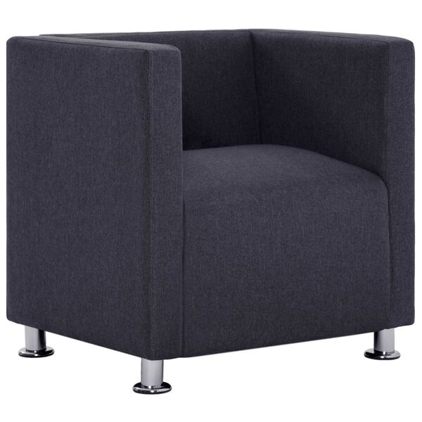 vidaXL Cube Armchair Dark Gray Fabric