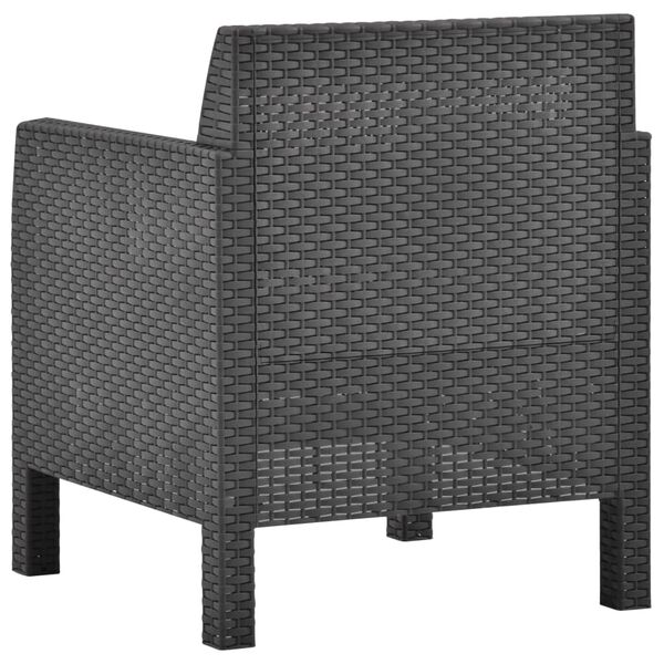 vidaXL Garden Chair with Cushion Anthracite 24.8" x 25.6" x 29.9" PP Rattan