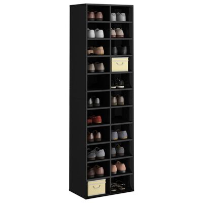 vidaXL Shoe Cabinet High Gloss Black 21.3"x13.4"x72" Engineered Wood