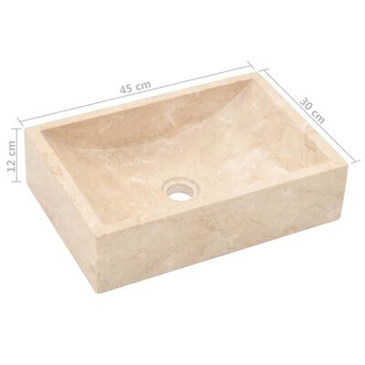 vidaXL Bathroom Vanity Cabinet Solid Teak with Sink Marble Cream