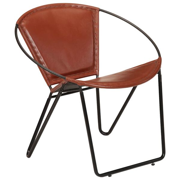 vidaXL Chair Brown Genuine goat leather, Powder-coated steel Medium