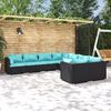 vidaXL Garden Lounge Set Poly rattan black, Water blue