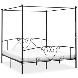vidaXL Bed Frame Black Metal Super King Classic/Traditional Bed Frame