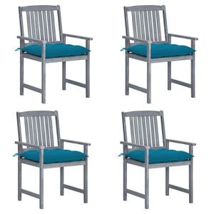 vidaXL Patio Chair Set of 4 Gray Solid acacia wood Standard Durable