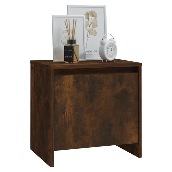 vidaXL Bedside Cabinet Set of 2 Smoked Oak Engineered Wood Medium