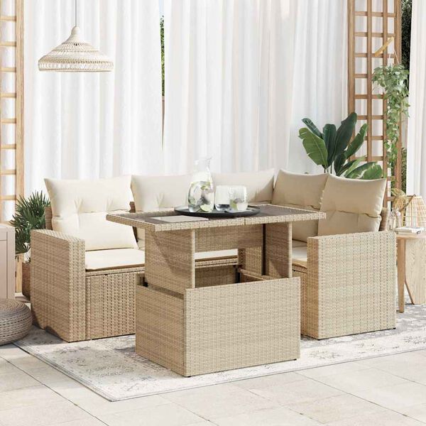 vidaXL Garden Sofa Set Beige