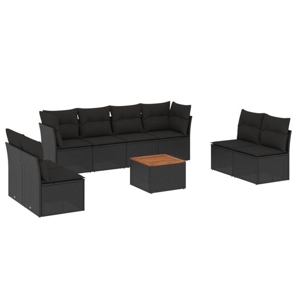 vidaXL Garden Sofa Set Black