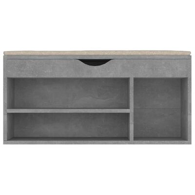 vidaXL Shoe Bench with Cushion Concrete Gray 40.9"x11.8"x19.3" Engineered Wood