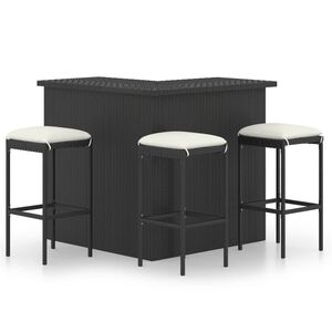 vidaXL Garden Bar Set Black, Cream