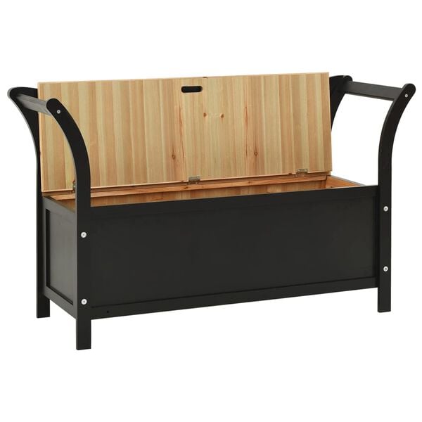 vidaXL Bench Black Solid fir wood, engineered wood Medium Storage Bench